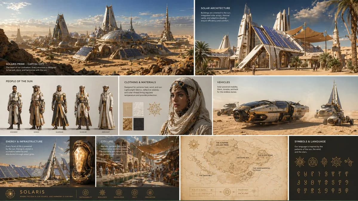 Solar Desert Worldbuilding Kit comparison GPT Image 2 prompt example