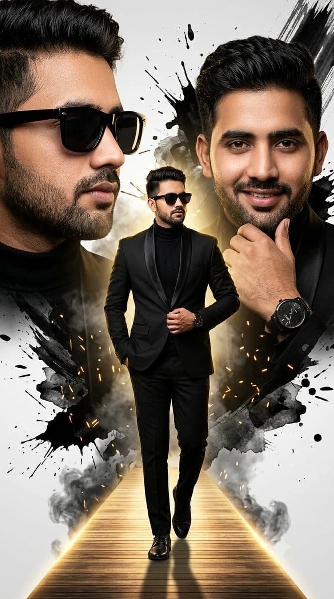 South Asian Male Cinematic Fashion Poster social media visual