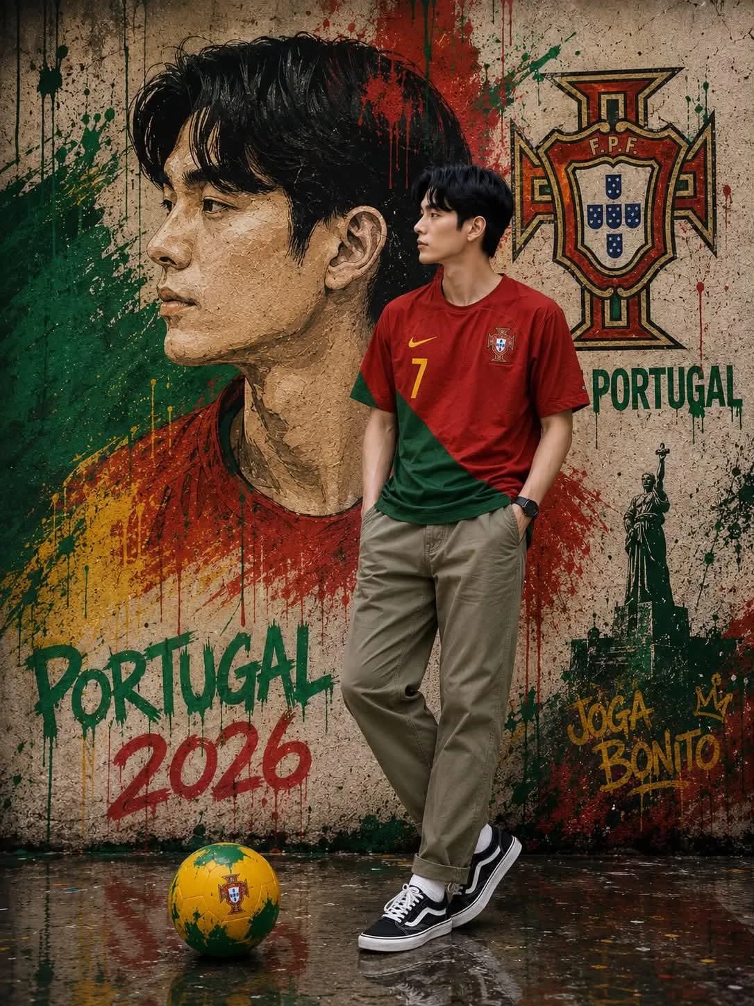 South Korea Graffiti Street Art Portrait showing an editorial portrait subject with styled wardrobe, lighting and background detail