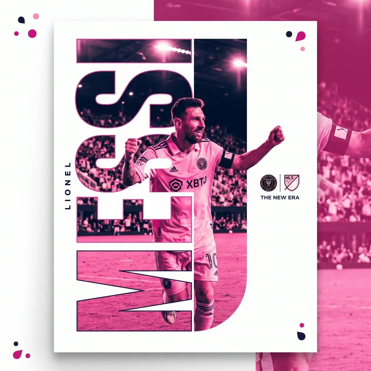 A modern sports poster design featuring a fictional soccer player with duotone colors and bold typography