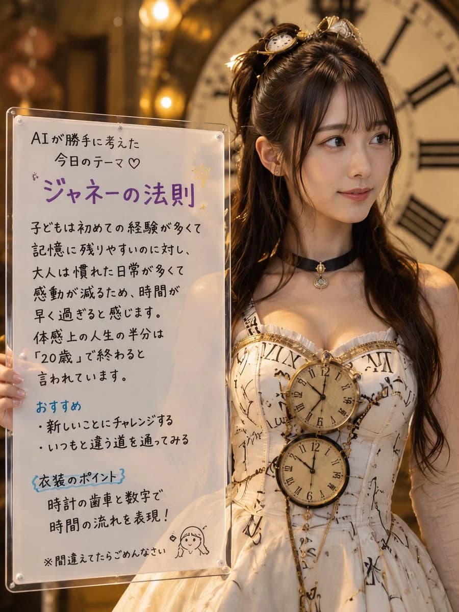 Steampunk Clock Girl with Japanese Sign with polished social media composition, clear subject focus and share-ready visual styling