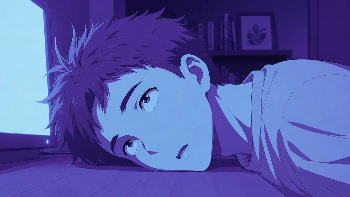 Stylized anime character scene demonstrating color grading, with polished lighting, rich shadows, and cinematic color balance.