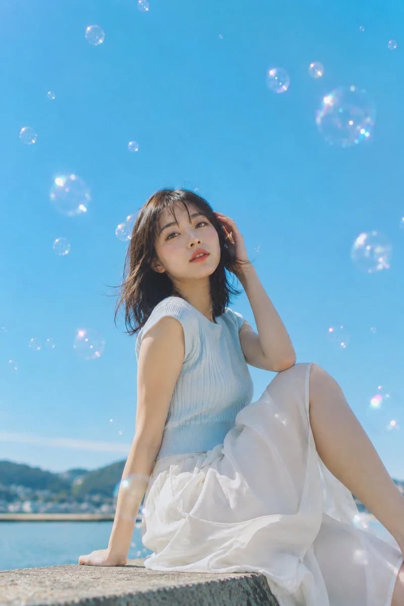 Summer Seaside Portrait with expressive portrait lighting, detailed styling and a polished editorial mood