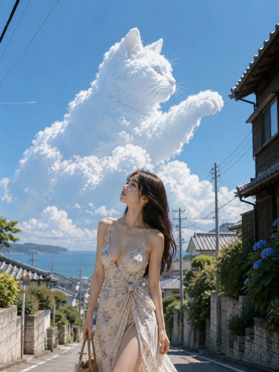 Summer Sky Cat Cloud social media visual