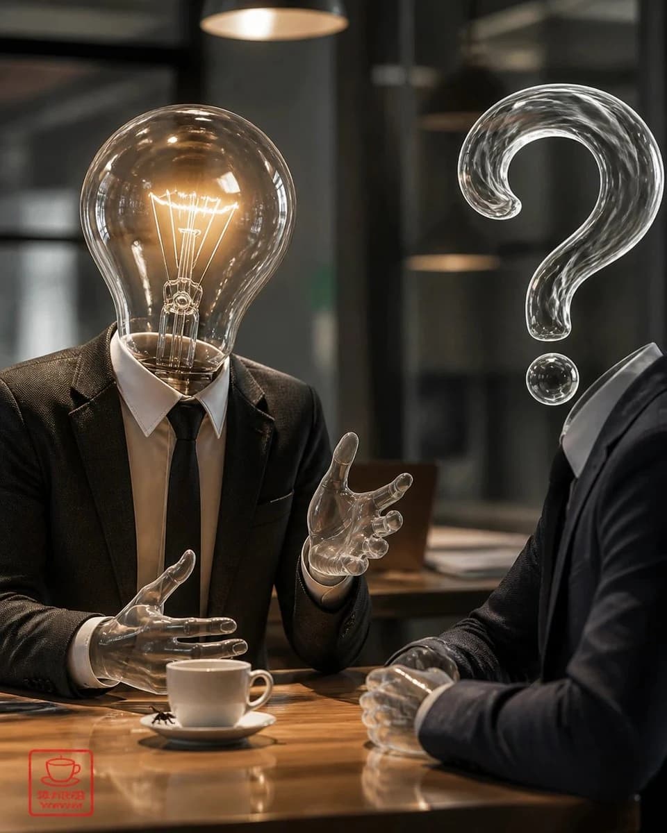 Surreal Light Bulb Business Meeting with a scroll-ready composition, expressive subject and cinematic social post styling