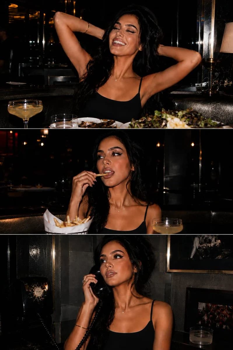 Three-frame nightlife collage combining flash photography, party scenes and editorial magazine layout energy