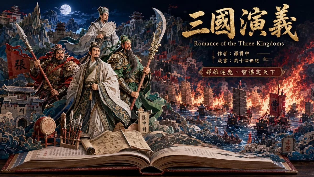 Three Kingdoms Pop-Up Book Scene infographic visual
