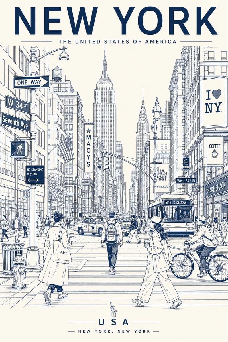Tokyo Street Line-Art Poster poster GPT Image 2 prompt example