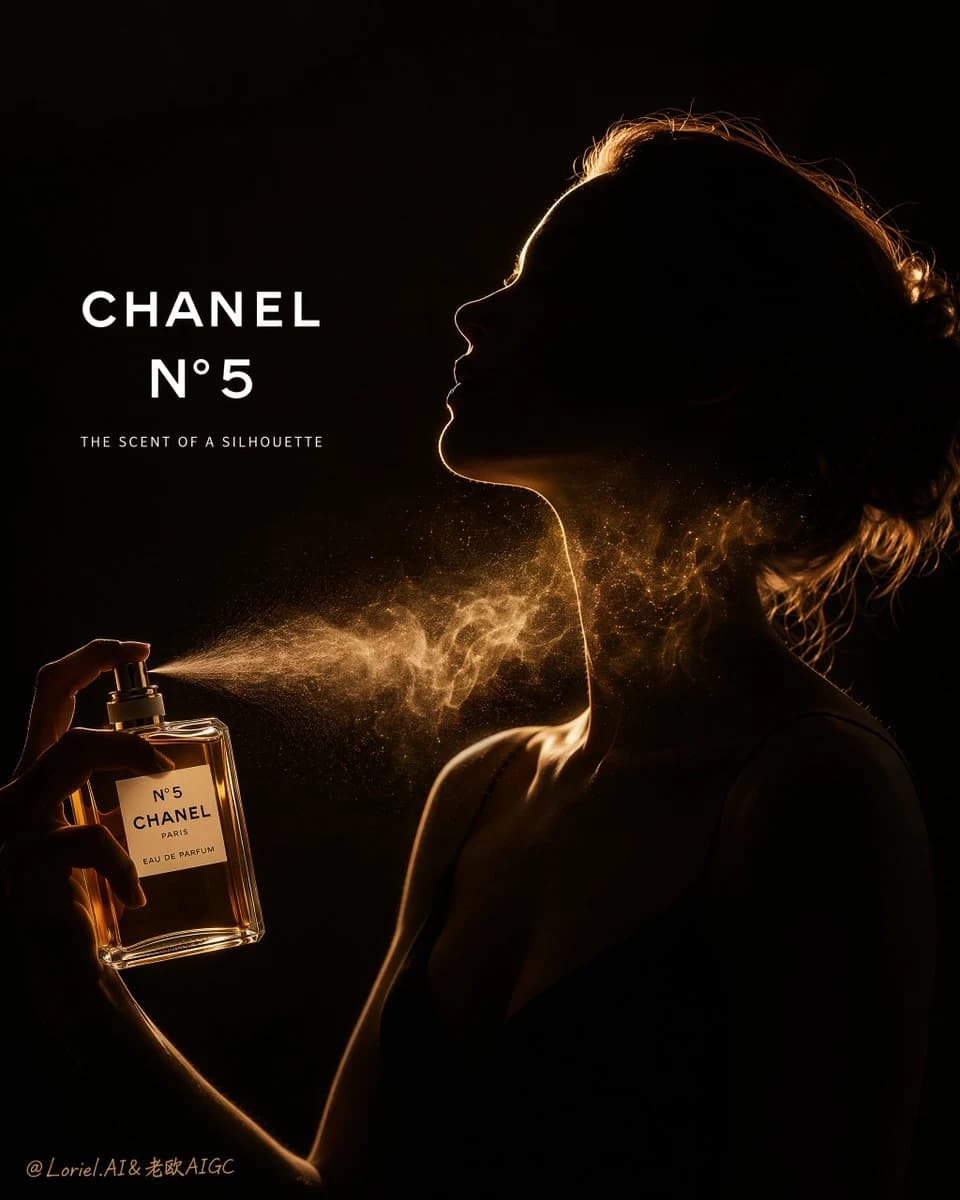 Ultra-Luxury Silhouette Perfume Poster ad creative visual