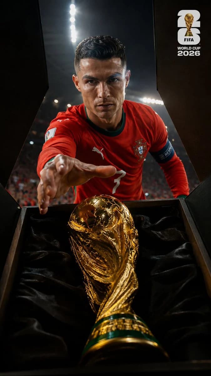 Ultra-realistic sports trophy photograph with dramatic lighting, reflective metal detail and premium championship atmosphere