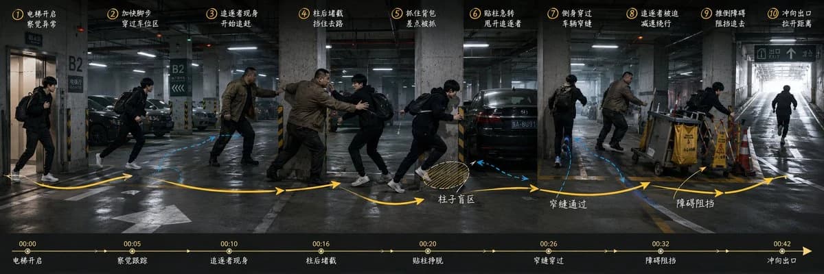 Underground Parking Chase Storyboard storyboard visual