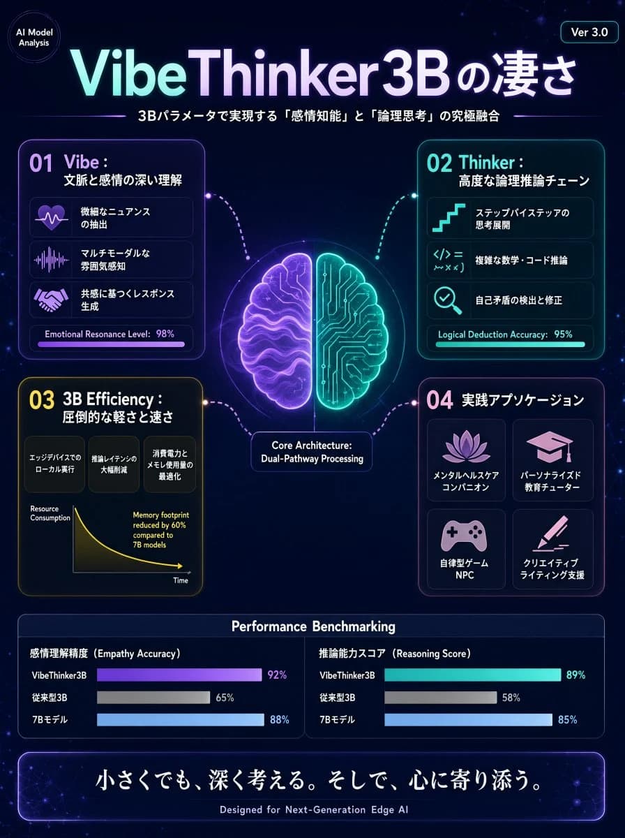 VibeThinker3B Japanese Infographic with structured labels, readable hierarchy and presentation-ready information design
