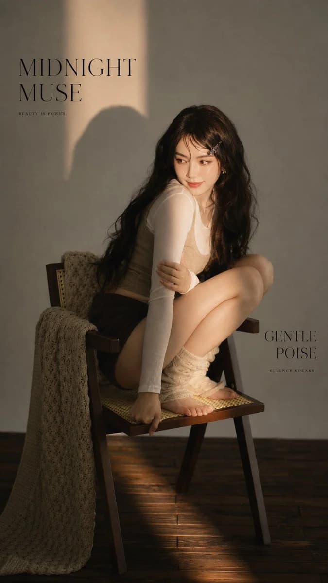 Vintage Indoor Portrait Photo Set with realistic portrait lighting, expressive subject detail and polished editorial photography