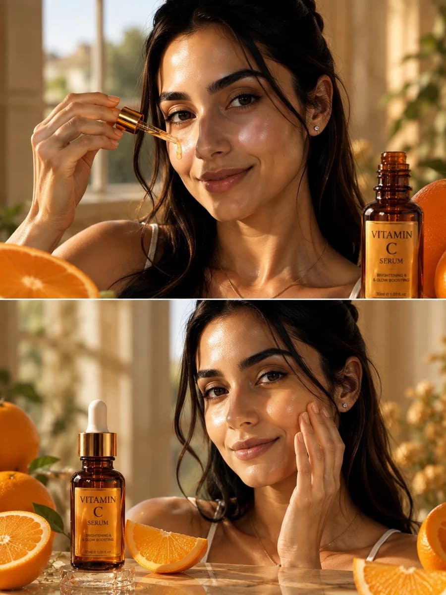Vitamin C Serum Beauty Ad ecommerce visual with clean product presentation, shop-ready composition and detailed styling