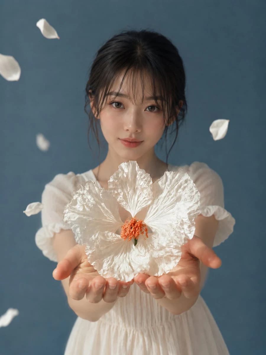 White Flower in Palm Portrait portrait visual