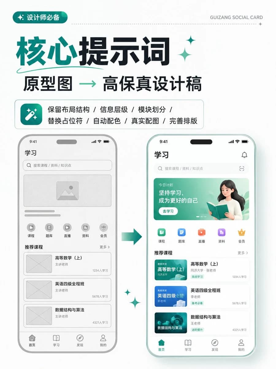Wireframe to High-Fidelity Design with polished interface design flow, high-fidelity screens and clear product UI structure