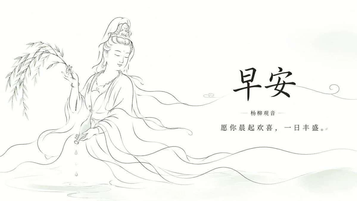 Zen Guanyin Good Morning Greeting with social-ready composition, lifestyle framing and shareable visual storytelling