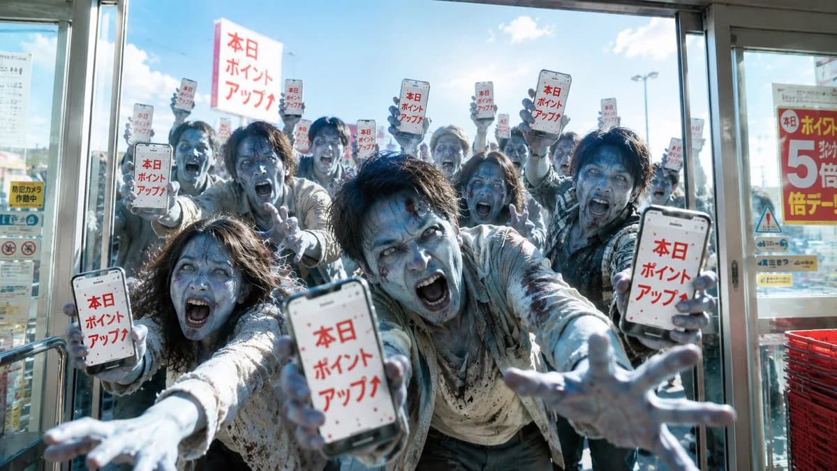 Zombie Shoppers Point Sale Cover with scroll-ready composition, strong focal subject, and polished social post styling