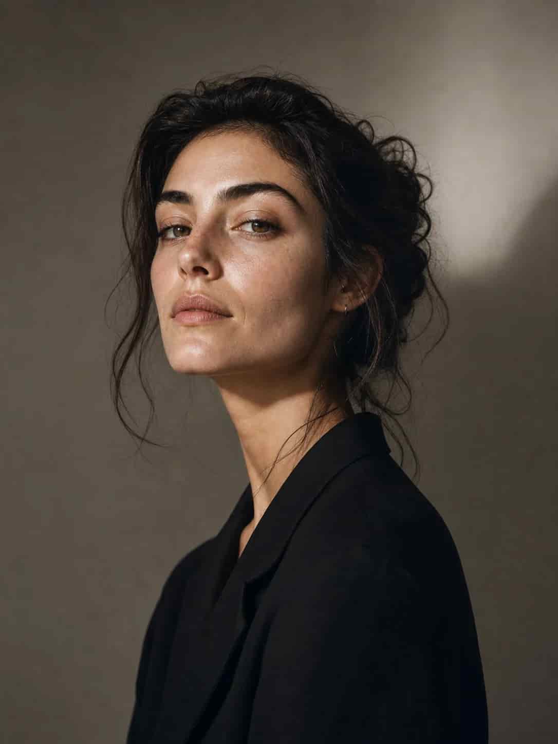 Portrait with natural skin texture and studio lighting, generated by Image 2