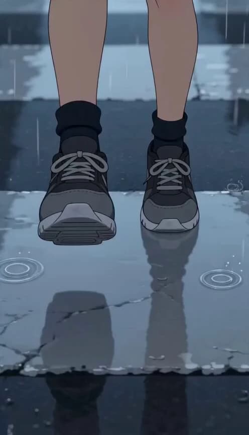 Vista previa del prompt de video Seedance 2.0: Desafío de salto bajo la lluvia en el paso de cebra al estilo anime