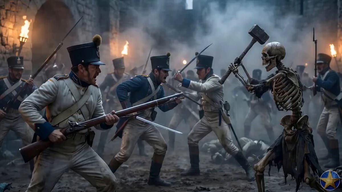 Vista previa del prompt de video Seedance 2.0: Batalla del soldado austriaco en el Castillo de Drácula