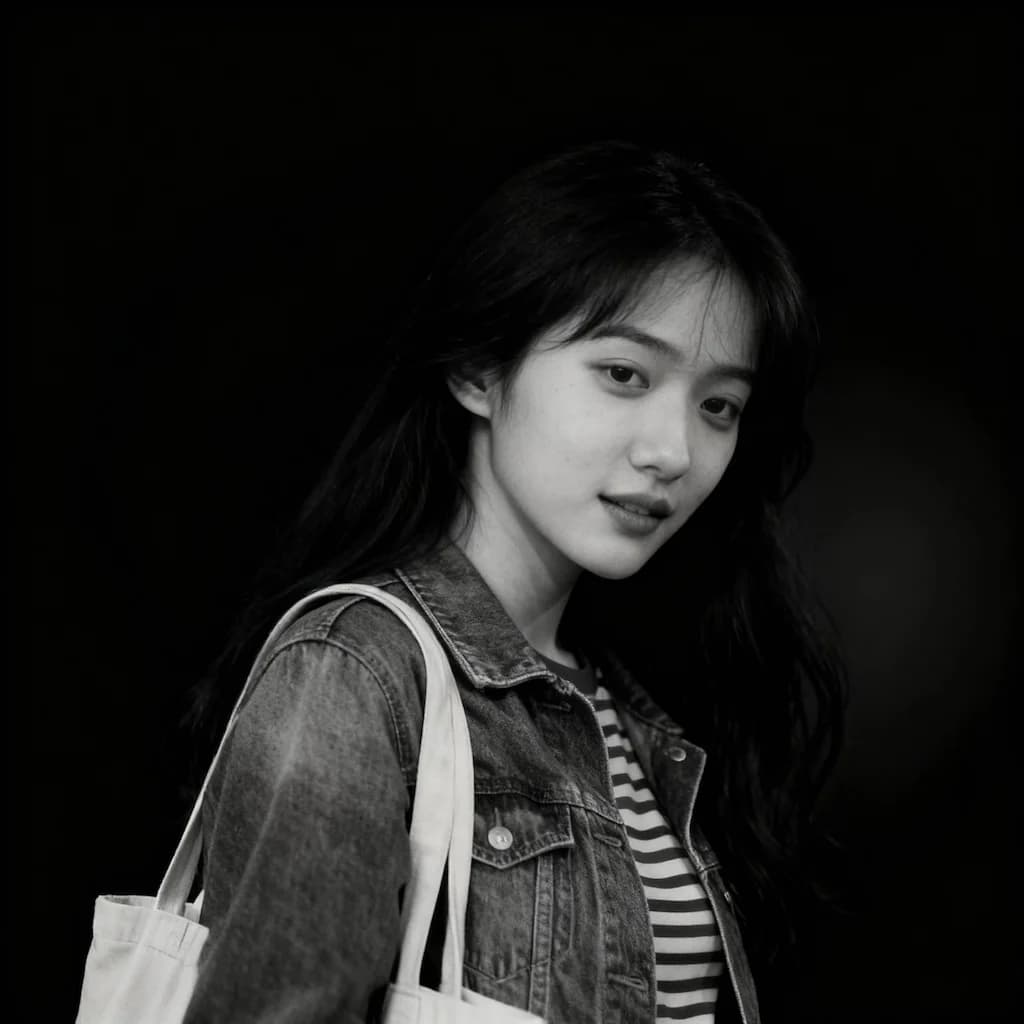 흑백 인물사진 result generated by Image 2